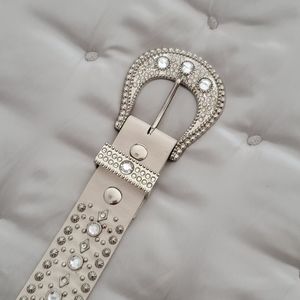 Ladies Genuine Leather & Crystal Belt
